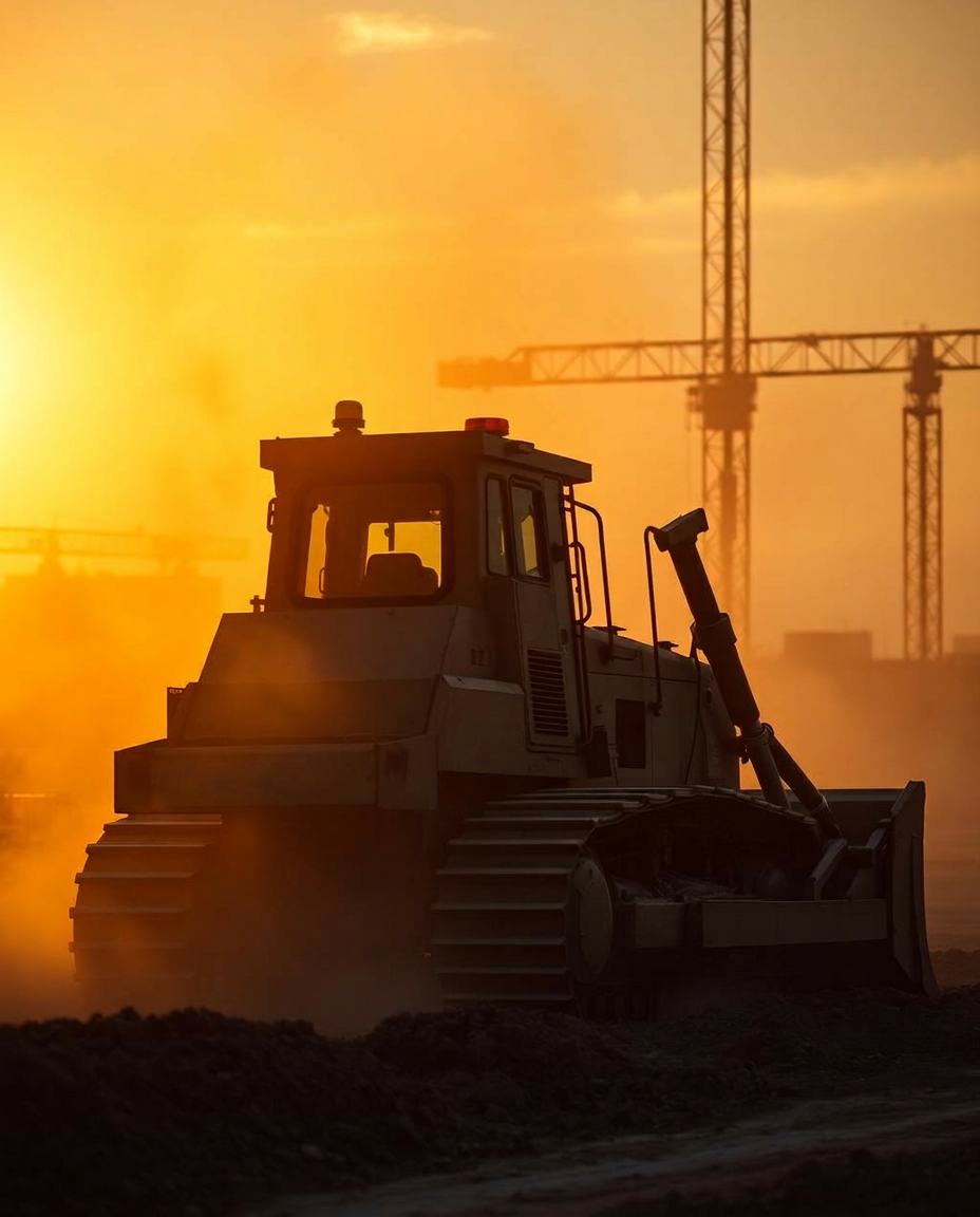 Heavy-duty bulldozer pushing earth on a worksite